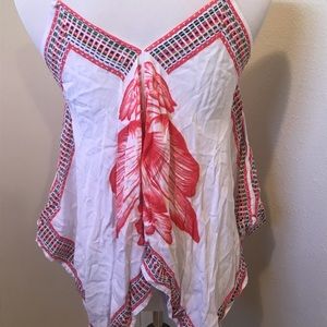 White and Pink Flower Design Bohemian Tank Top